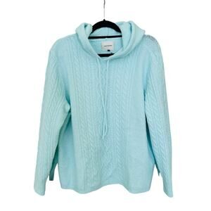 Court & Rowe Cable Knit Sweater Bennett Hooded Mint Plus Size 2X